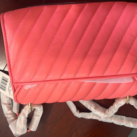 Michael Kors Rose purse MD Vegan Faux Leather Flap Bag In Grapefruit - Picture 11 of 11